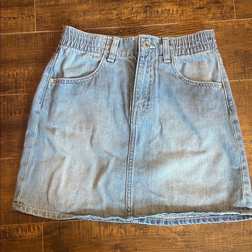 Girls Light Blue Denim Skirt - Elastic Waist
